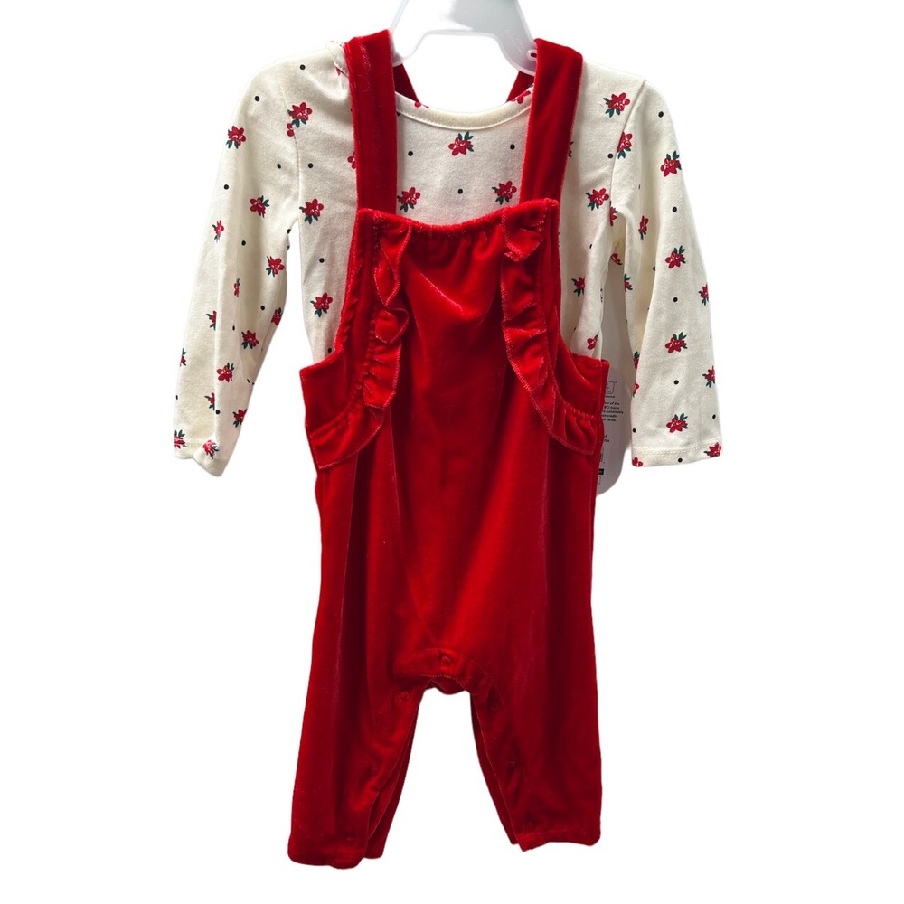 Red Velvet Romper Floral Baby 6-9 months New With Tags Wonder Nation